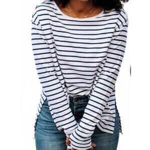 NWOT Rachel Hollis Striped Stretchy Soft Oversized Crewneck - 1X (2X) Brand New!